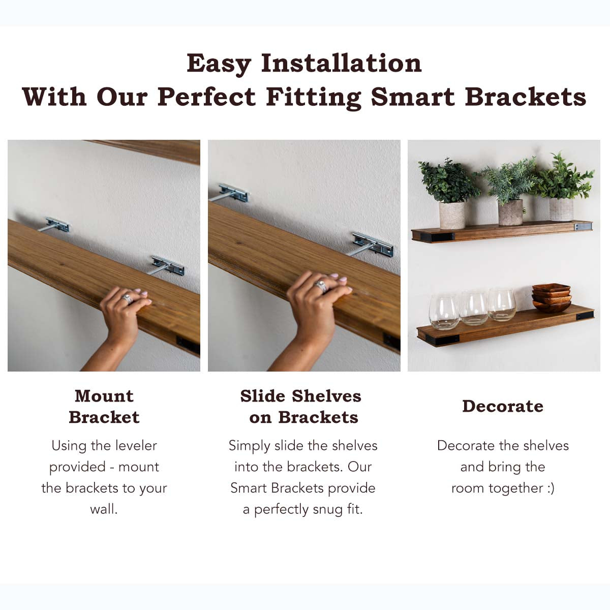 Modern Light Walnut Floating Shelves