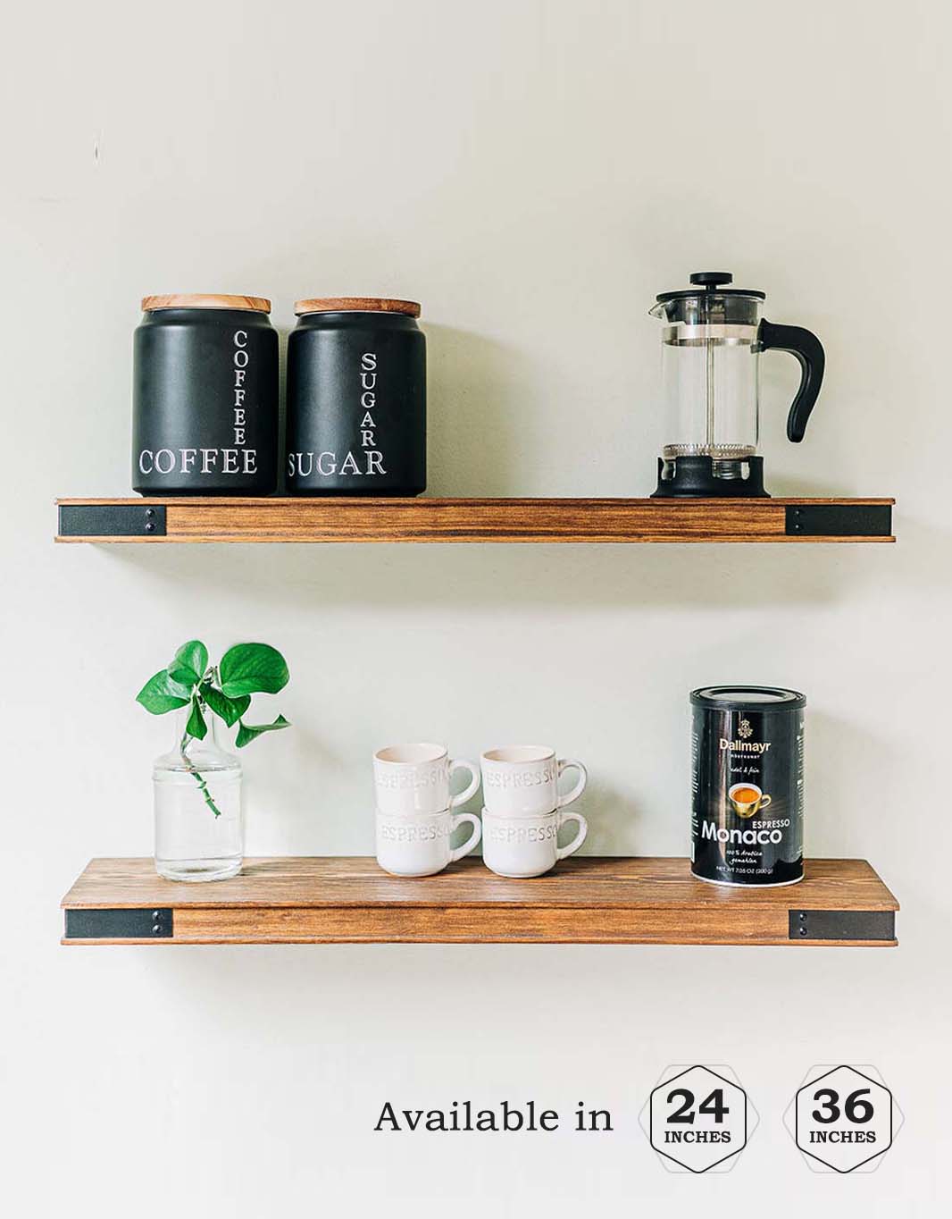Modern Light Walnut Floating Shelves